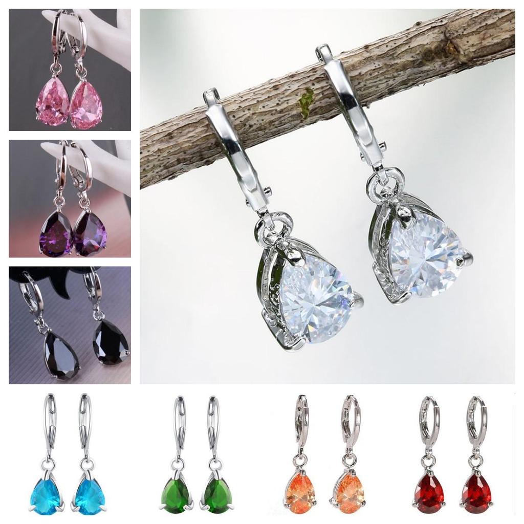 Inlaid Pink Zircon Women'S Earrings Women'S Engagement Jewelry
