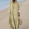 Women's Casual Fashion V-Neck Long Sleeve Floral Print Maxi Dress