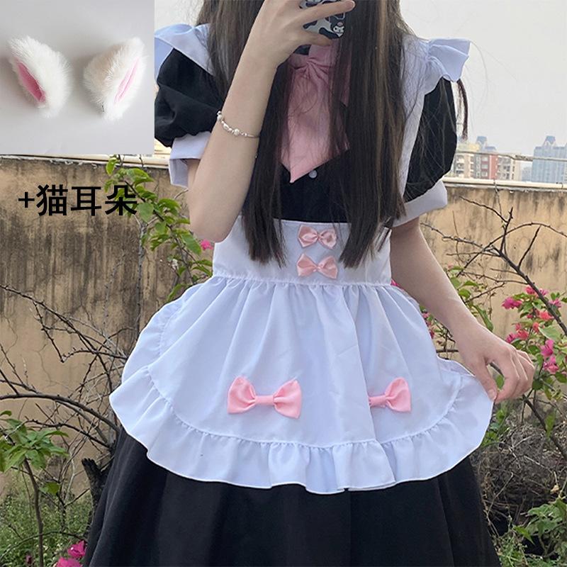 2026 New Black and White Maid Clothing Women's Clothing Daily Loli Maid Cute Dress Large Size