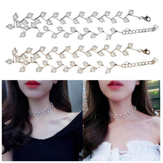 Fashion Women Faux Pearl Beaded Choker Short Chain Necklace Party Jewelry Gift