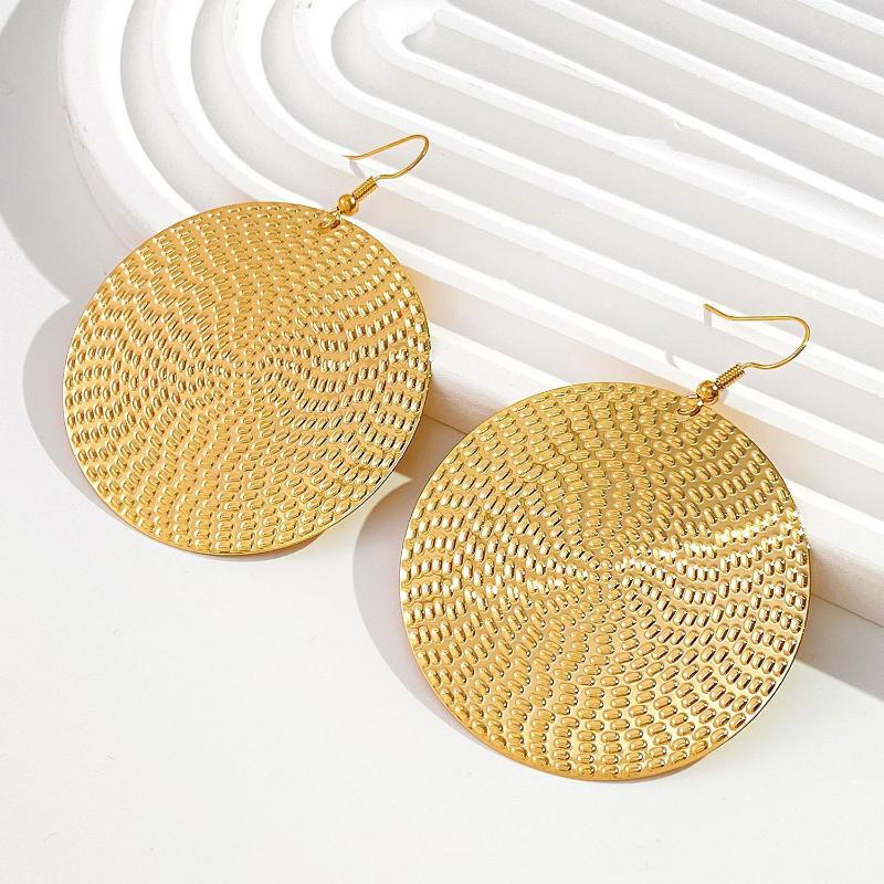 Punk Exaggerated Gold Silver Color Drop Earrings For Women Fashion Big Round Circle Dangle Earrings Statement Jewelry
