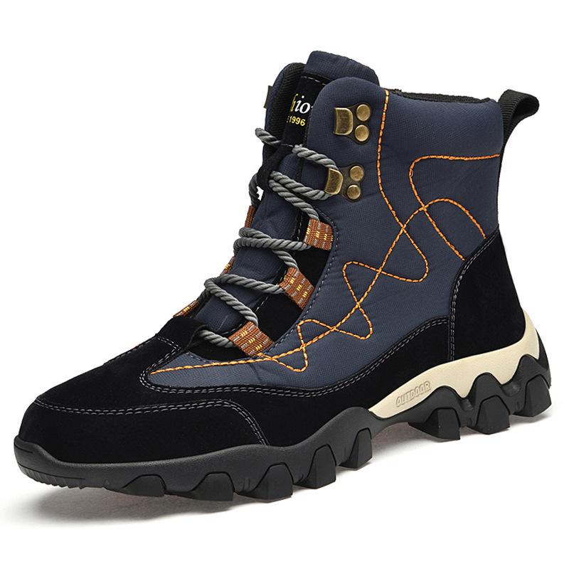 Men's Waterproof High-Top Snow Boots, Plus Velvet Lining, Non-Slip, Warm Plush, Winter Outdoor Casual Cotton Shoes