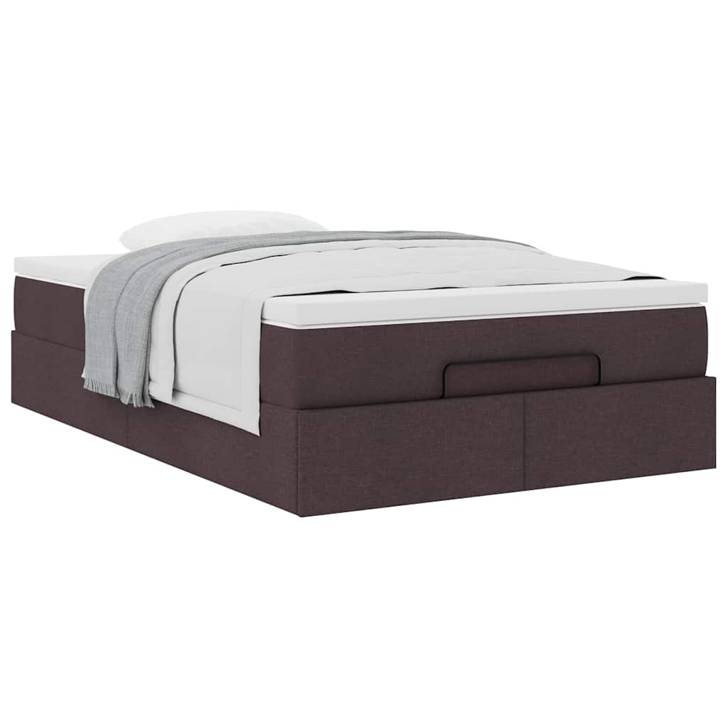 Ottoman Bed with Mattress Dark Brown 120x190 Cm Fabric