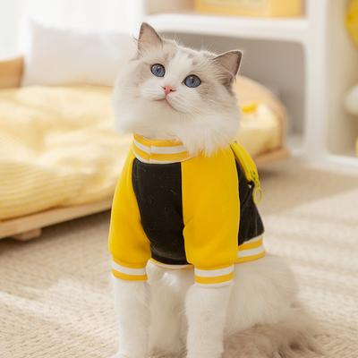 Autumn and Winter Pet Clothing Contrasting Color Insert Shoulder Strap Satchel Into Kitten Small Puppy Two Feet Puppy Dog Cat Sweater
