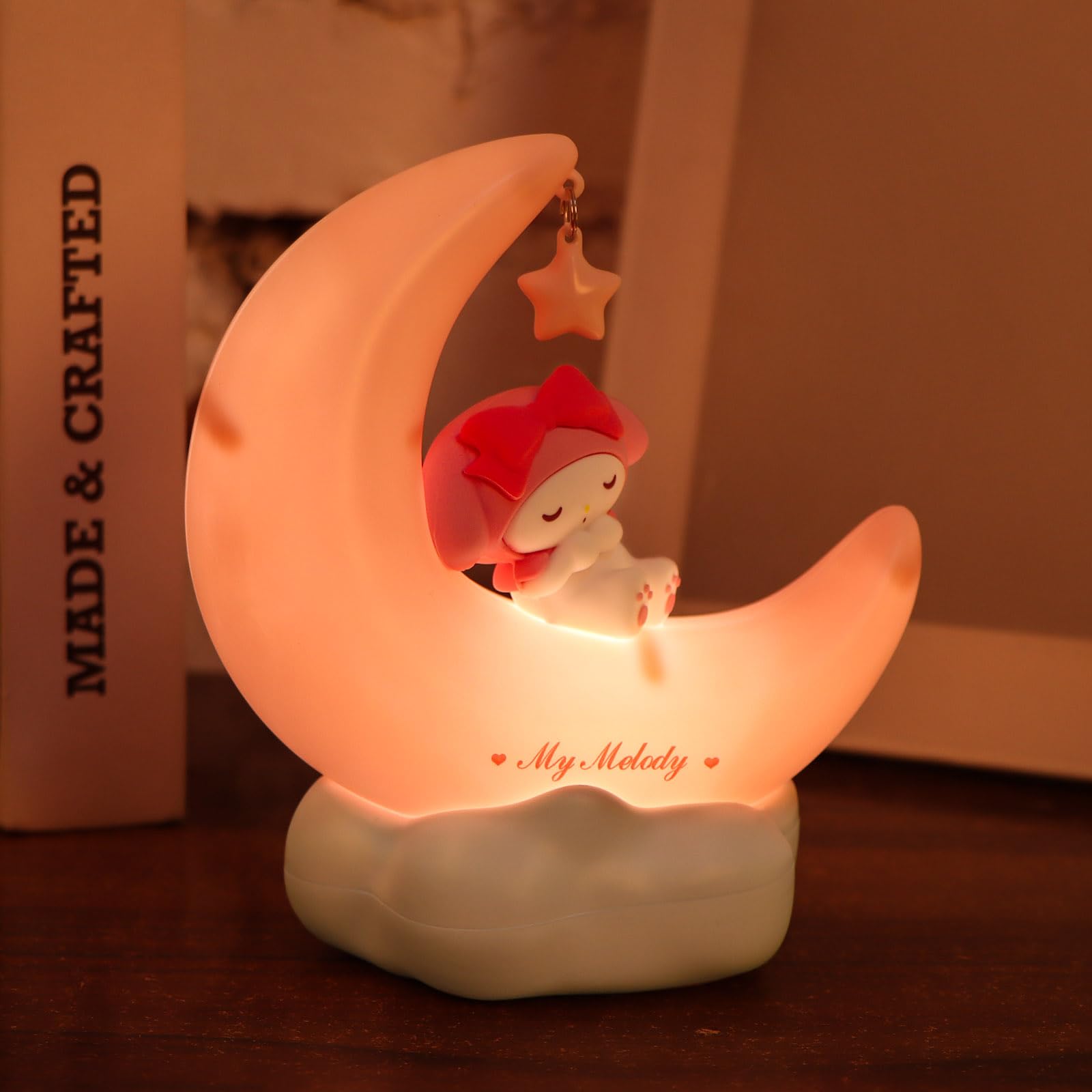 

MINISO Sanrio Lamp for Kids, USB Crescent Moon Nightlight with 3 Modes, Cute Night Lamp, Sanrio Lamps Decor for Birthday Gifts My Melody розовый