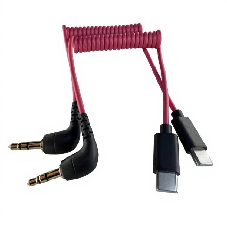 Stretchable 40Cm 3.5Mm To Type C Mics Cable For RODE Wireless GO/GO II Mics With Reinforced Stress Relief Design
