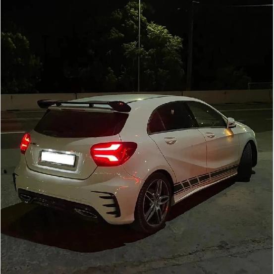 For Mercedes Benz A-Class W176 A45 AMG 2013-2018 Hatchback Rear Bumper Lip Spoiler Side Canards Splitter Body Kits Gloss Black
