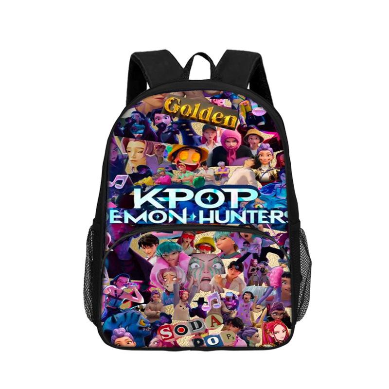 

Дитячий рюкзак KPop DemonHunters з передньою кишенею, рюкзак 16 дюймів з накладною кишенею 16 inch sticker bag