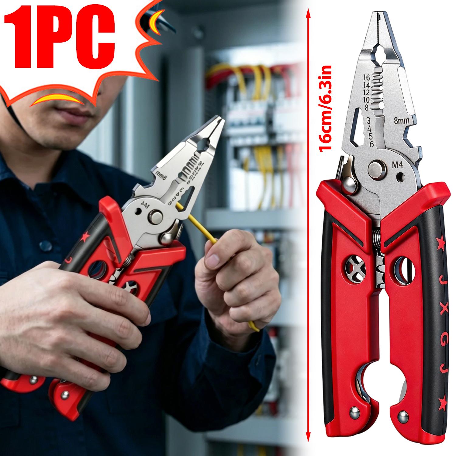 Multifunctional Electrician Pliers Steel Wire Stripper Home Electrical Repair Wire Stripper Crimping Pliers Winding Hand Tools красный