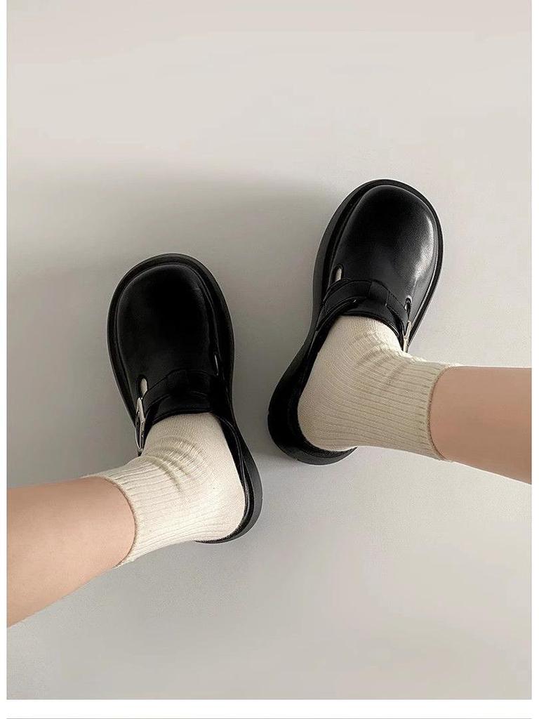 2024 Stylish French-Designed Thick-Sole Slip-On Half Slippers for Outdoor Wear