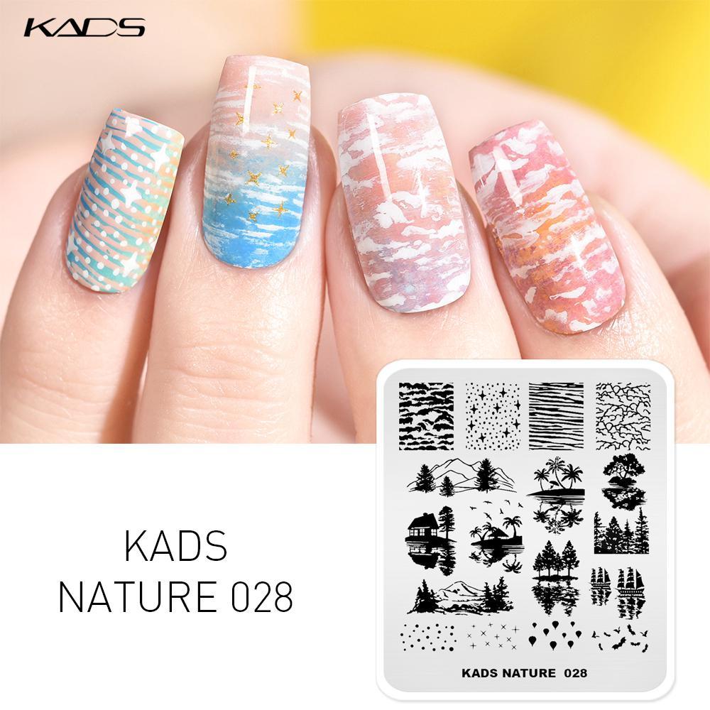 kads Stempelplatte Natur 028 Naturlandschaft Bildvorlagen Schablone Nagelvorlagen Maniküre Stamper Nail Art Druckwerkzeug