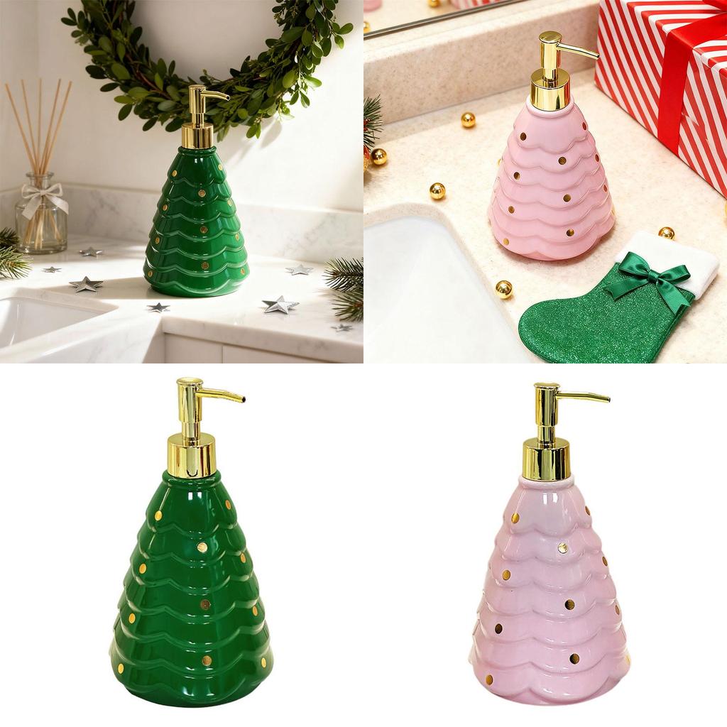 Xmas Tree Hand Soap Liquid Dispenser Lotion Dispenser Christmas Decor Container for Laundry Room Bathroom Vanity Washroom