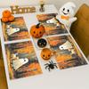A Set of Four Adorable Halloween Ghosts Featuring Two Black Eyes, These Placemats Are Washable And Perfect for Your Dining Table, Making Them an