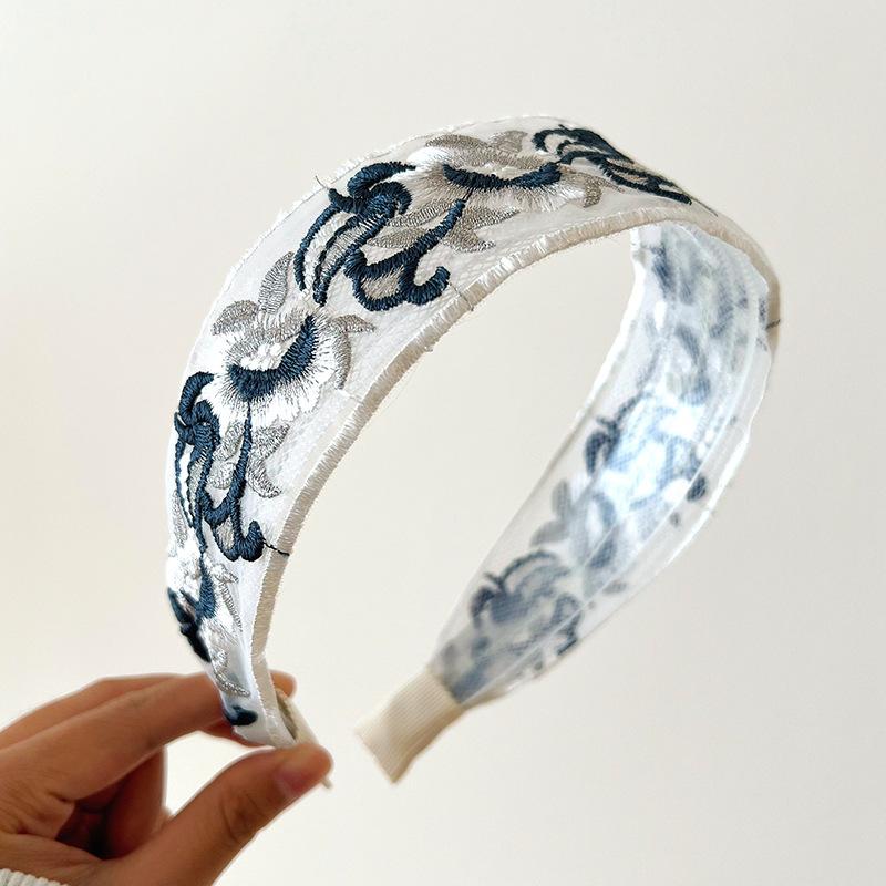 Nuovo Stile Etnico Boemo Cotone e Lino Ricamo Floreale a Quadri Fascia per Capelli Fermagli Fascia Accessori per Capelli