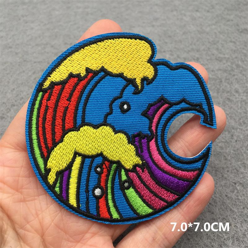 Embroidered Clothing Thermoadhesive Patches Iron-On Punk Landscape Embroidered Patches For Clothing Band Clorhing Stickers