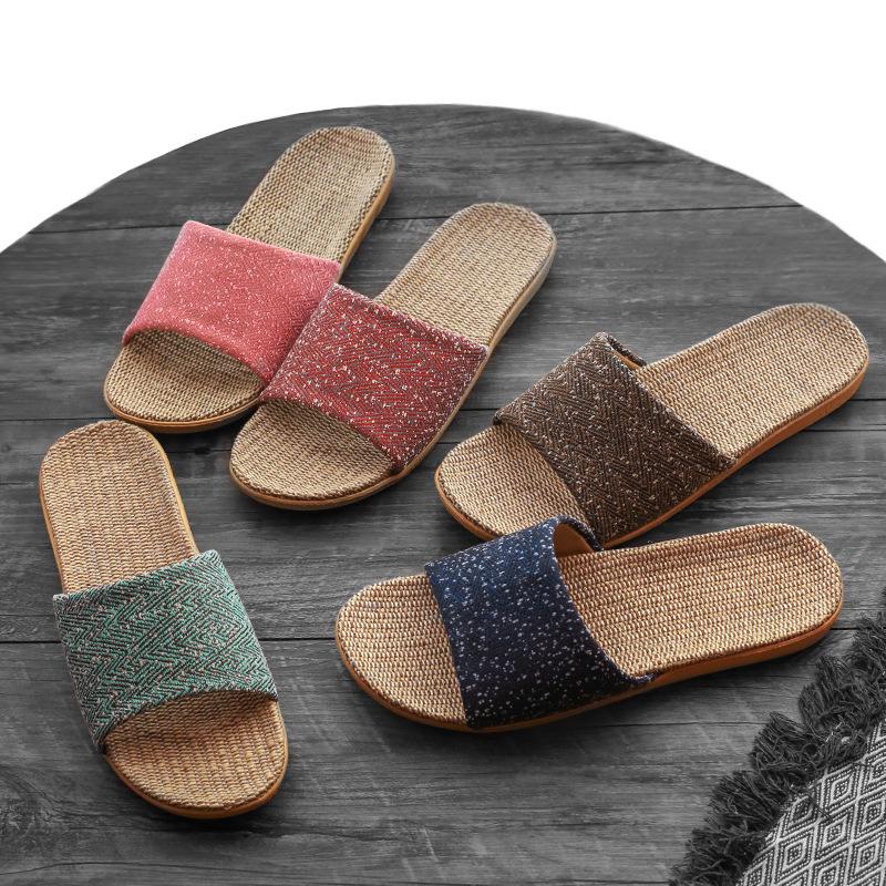 Uerkang new home cool slippers, home indoor non-slip linen slippers men's and women's slippers direct sales
