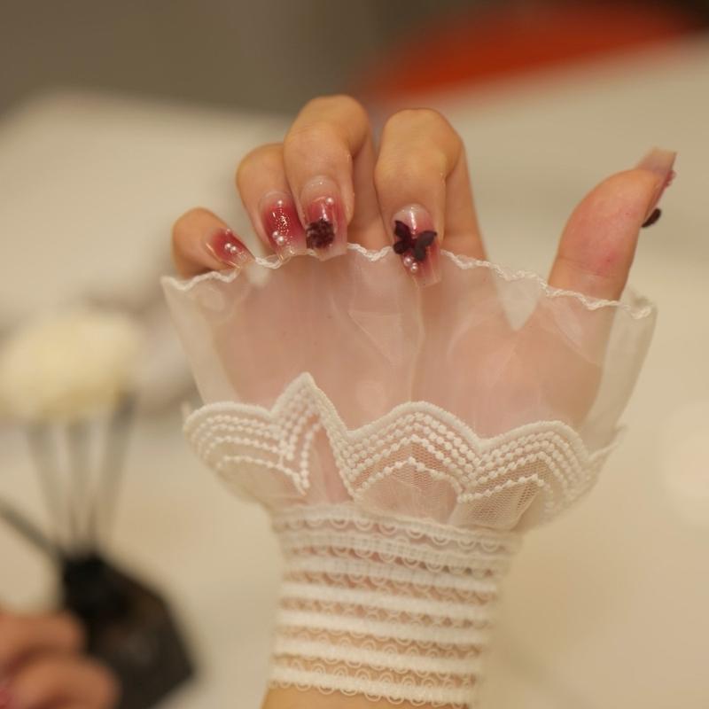 Faux Sleeves Decorative Trumpet Sleeves for Sweater Ruffle Bowknot Lace False Sleeves Cuff Extension Sweet Wrist Cuffs