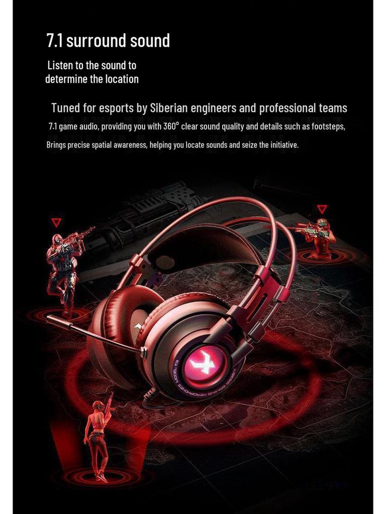 Over-Ear 7.1-Kanal Gaming-Headset mit geräuschunterdrückendem Mikrofon