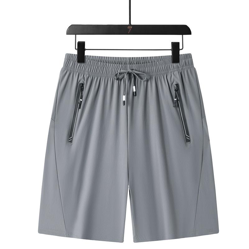 Ice Silk Shorts für Herren Sommerhose mit geradem Bein, lockere und übergroße, elastische, atmungsaktive und schnell trocknende Cropped-Hose