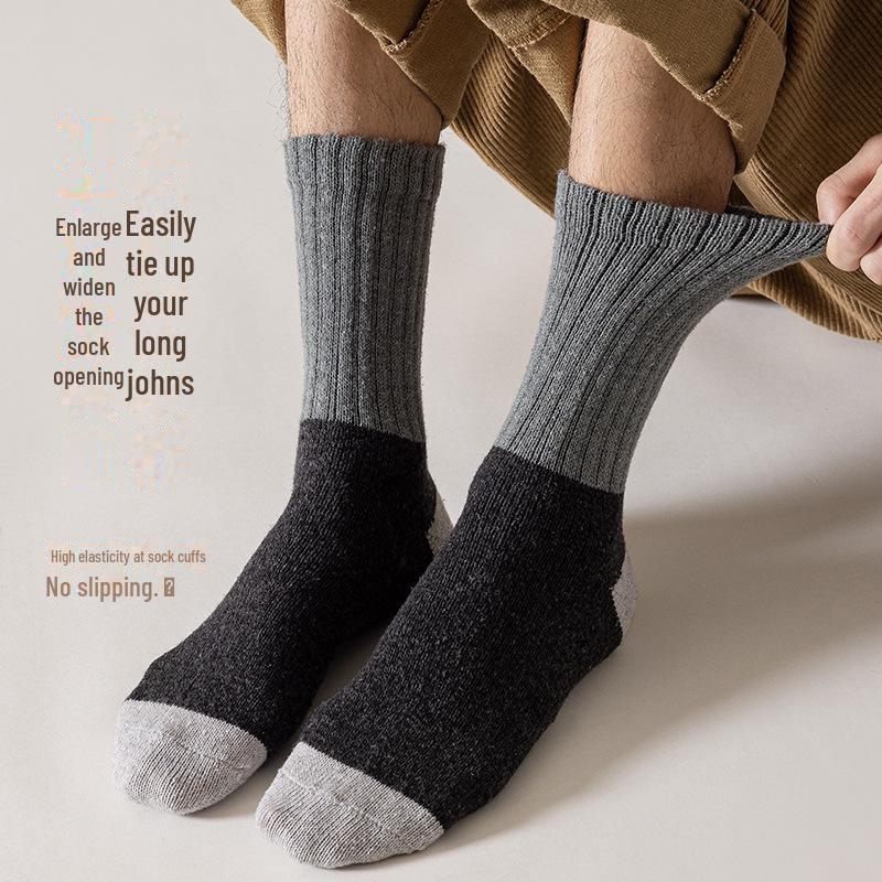 Șosete groase de iarnă pentru bărbați, din lână și catifea, cu tub mediu - super calde, absorbante de transpirație, din cașmir lung