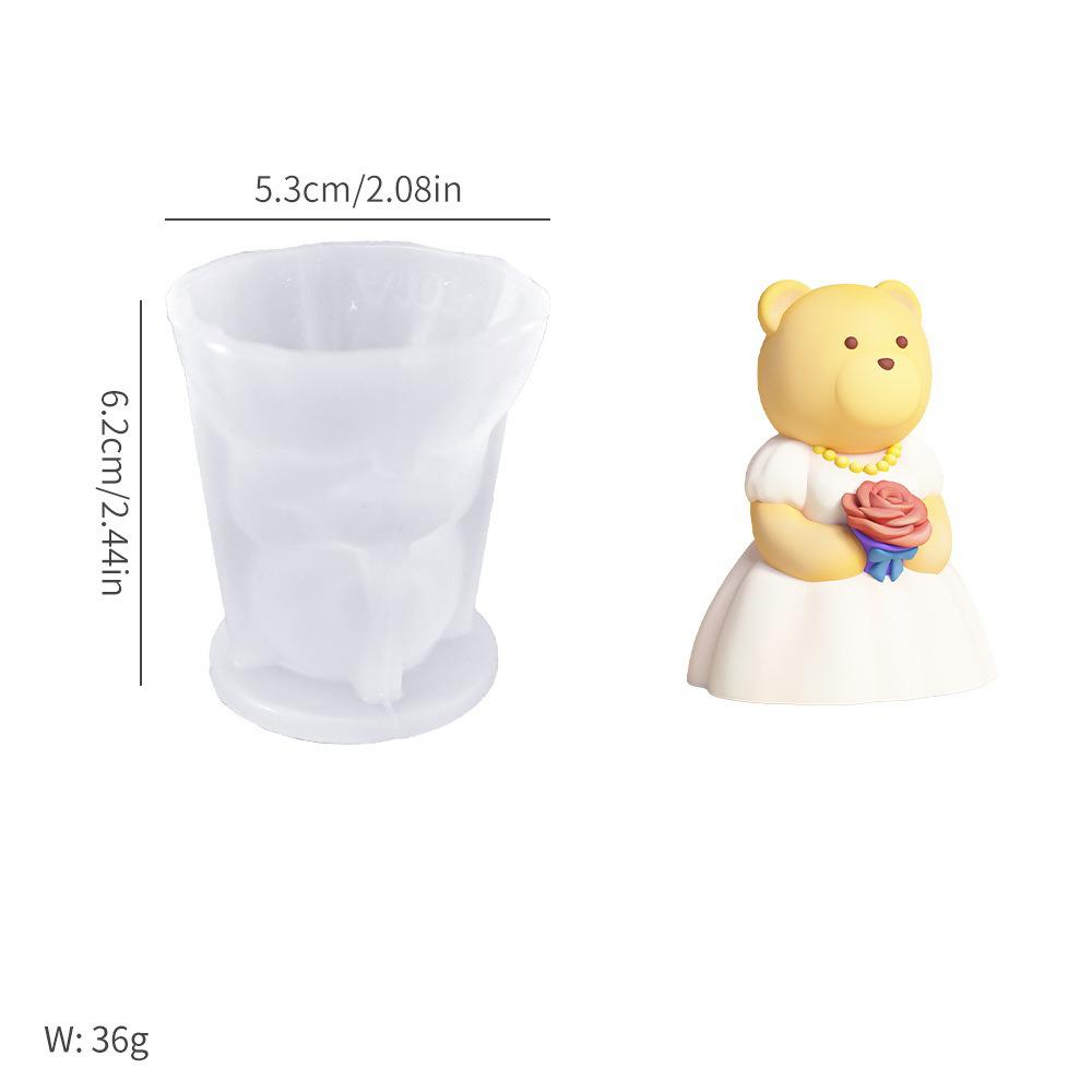 

3D Милая форма из силикона в виде медвежонка Сделай сам подарок на День святого Валентина Форма для гипсовых украшений Форма для свечей в виде медведя Форма для торта