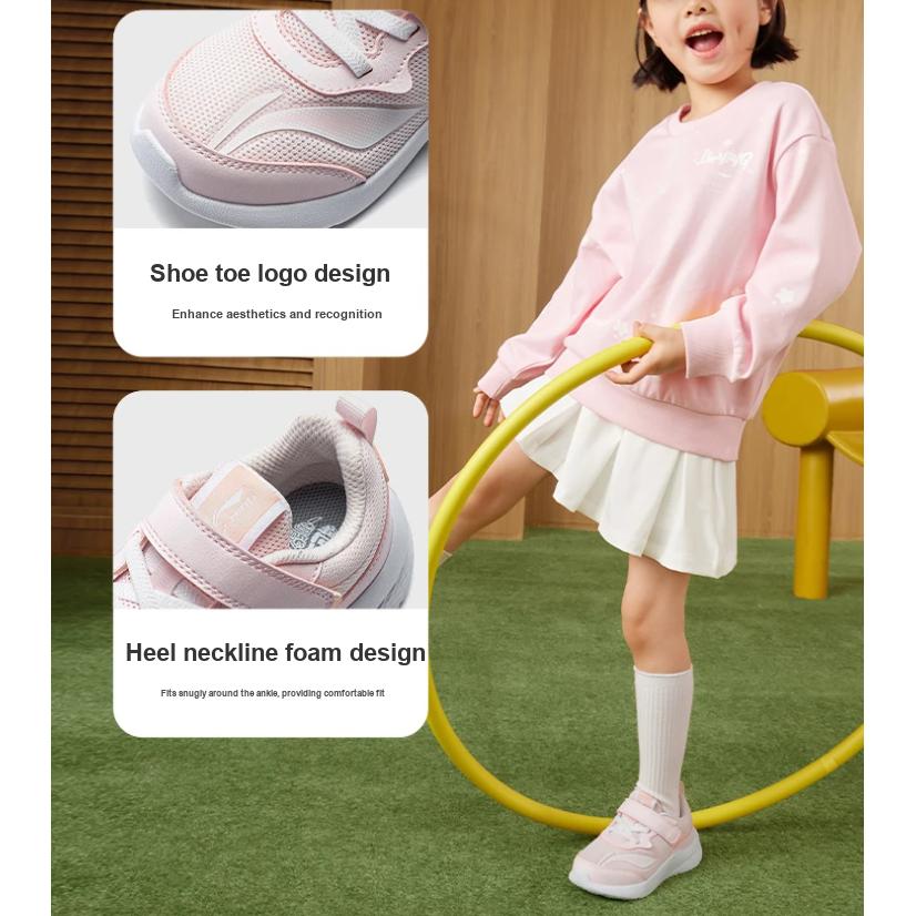 Li Ning Comfortable Low-Top Casual Shoes Kids Sneakers Light-Rose-Pink YKNT148-42