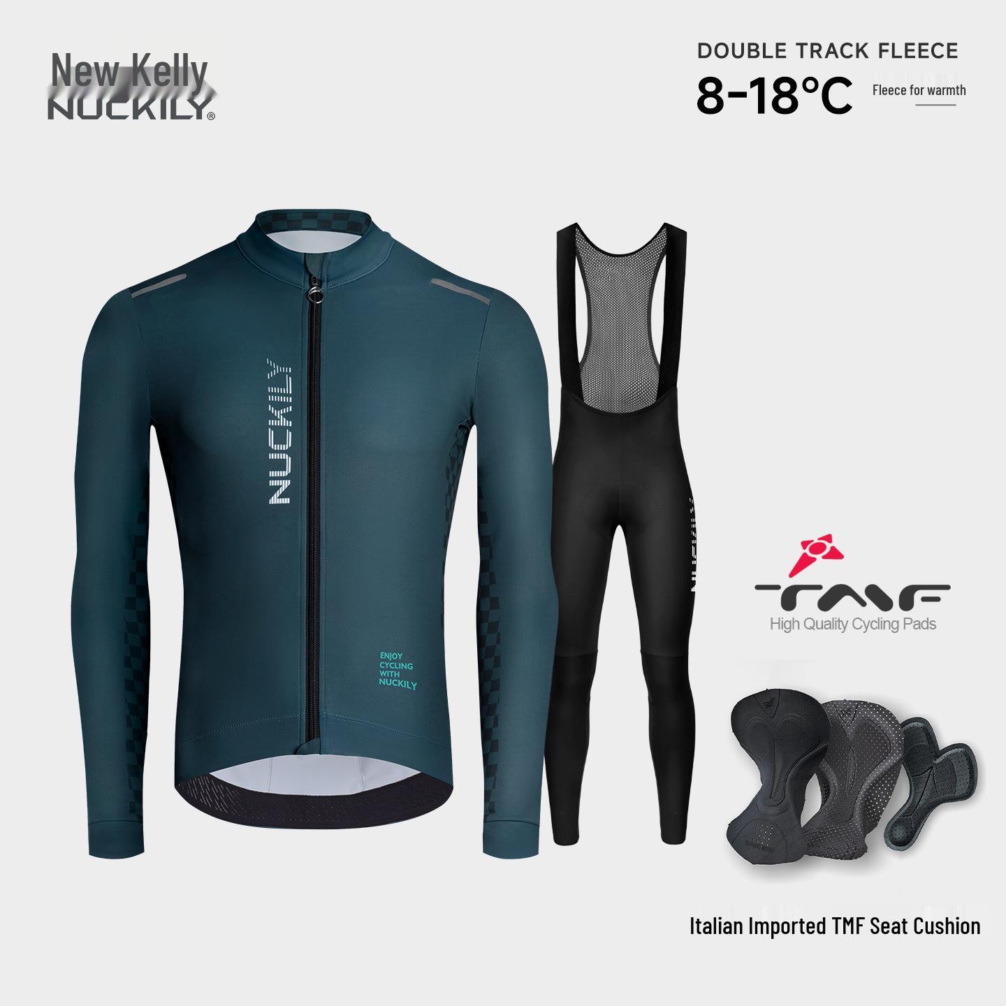 

NUCKILY Men s Thermal Cycling Jacket & Bib Shorts Set - Long Sleeve, Warm Velvet Lining, Ideal for Autumn/Winter. M