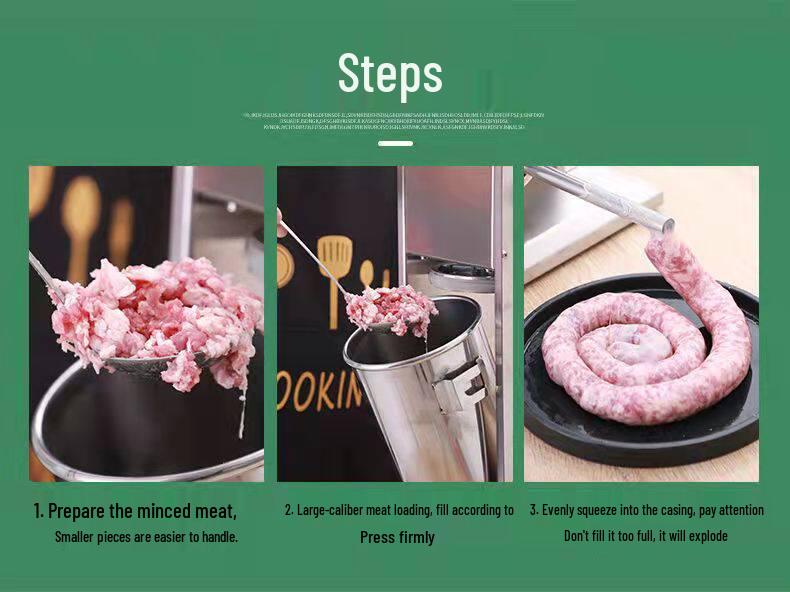 Stainless Steel Manual-Commercial Sausage Stuffer & Auto-Fill Machine for Cured, Ham, and Meat Sausages