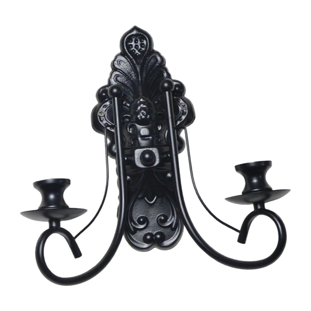 Metal Candle Sconces Gothic Candle Holders Double Stand Wall Mount Candelabra for Dining Room Wedding Living Room Anniversary