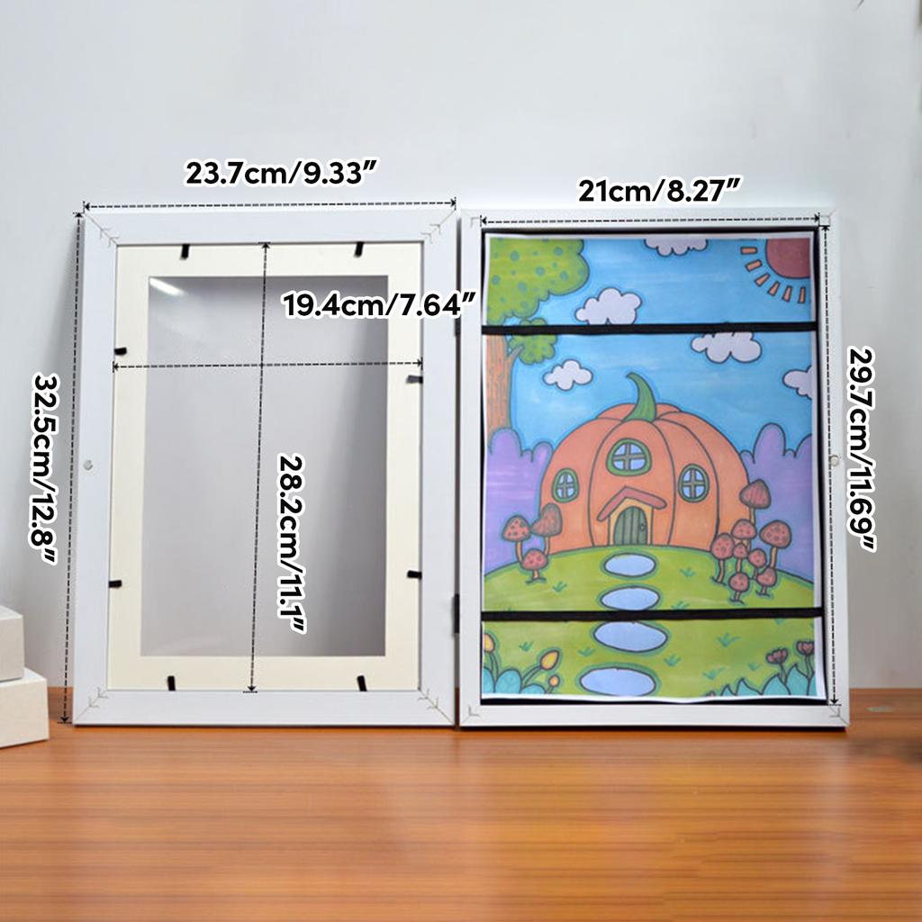 A4 Children Art Frame Sets Size Wooden Replaceable Photo Display for Poster Photo Drawing Paintings Pictures Display