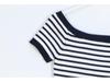 Women's Striped One-Shoulder Short-Sleeve Knit Top - Sexy Backless Ice Silk T-Shirt