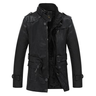 Luxuriöse Herren PU Lederjacke - Fleecegefütterter warmer Wintermantel für lässige winddichte Outfits