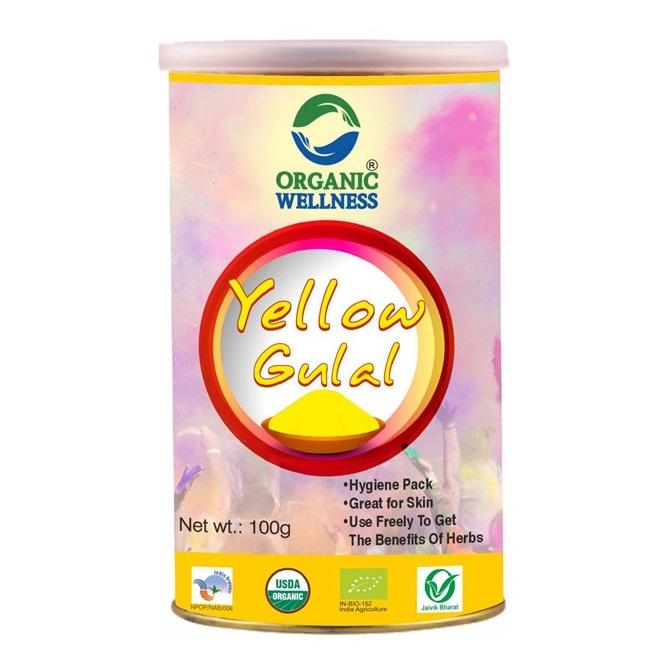 Gulal: Yellow Paint for Holi (100 G), Yellow Gulal, Organic Wellness