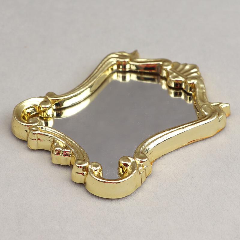 1:12 Dollhouse Miniature Gold-Trimmed Chic Mirror for Bedroom/Bathroom