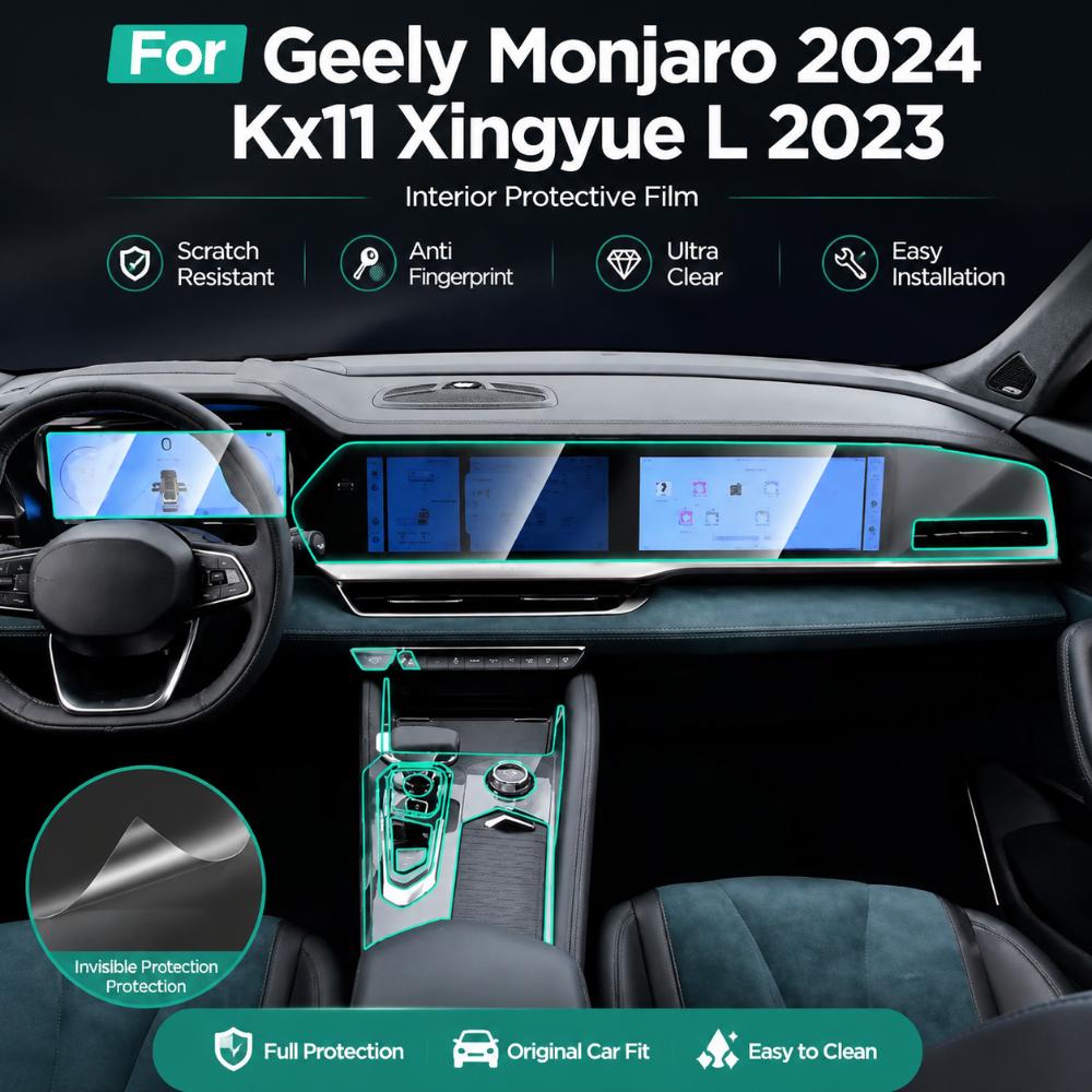 Car Center Console Transparent TPU Protective Film Anti Scratch Sticker LCD Screen For Geely Monjaro 2024 Kx11 Xingyue L 2023