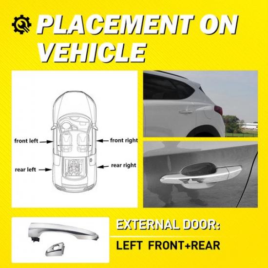 2X Exterior Door Handle For 2016- Hyundai Tucson Front+Rear Driver Side EOOK