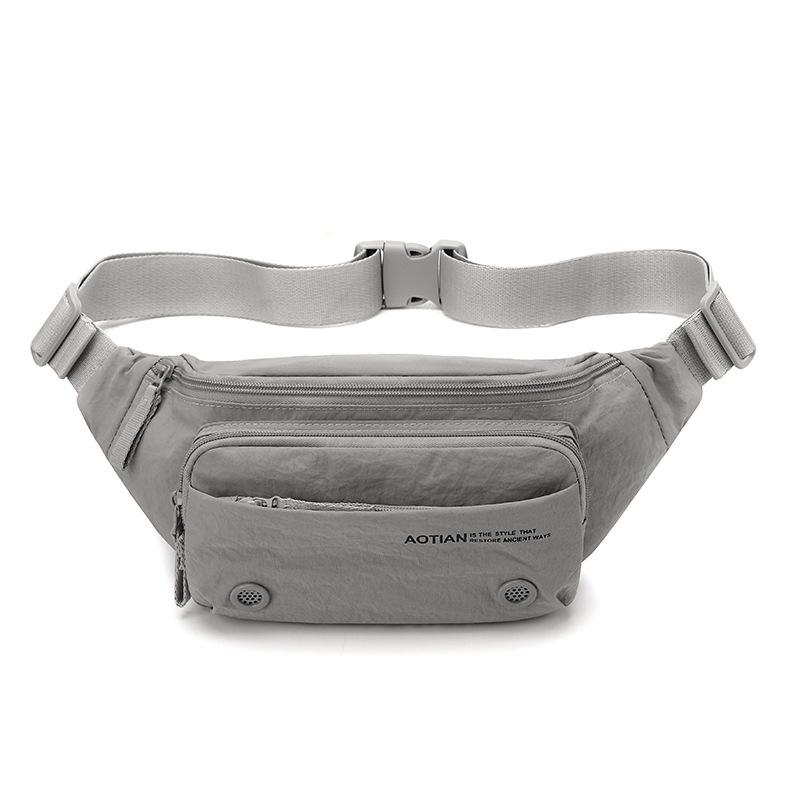 Sac banane homme multi-compartiments Sac de poitrine léger Sac bandoulière couleur unie