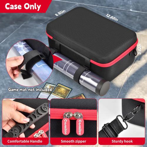 Deck Case, Card Case for Yu-Gi-Oh!, Pokemon, MTG, Duel Masters, and Other Card Games, with Playmat Holder and Shoulder Strap, Black (Case Only)