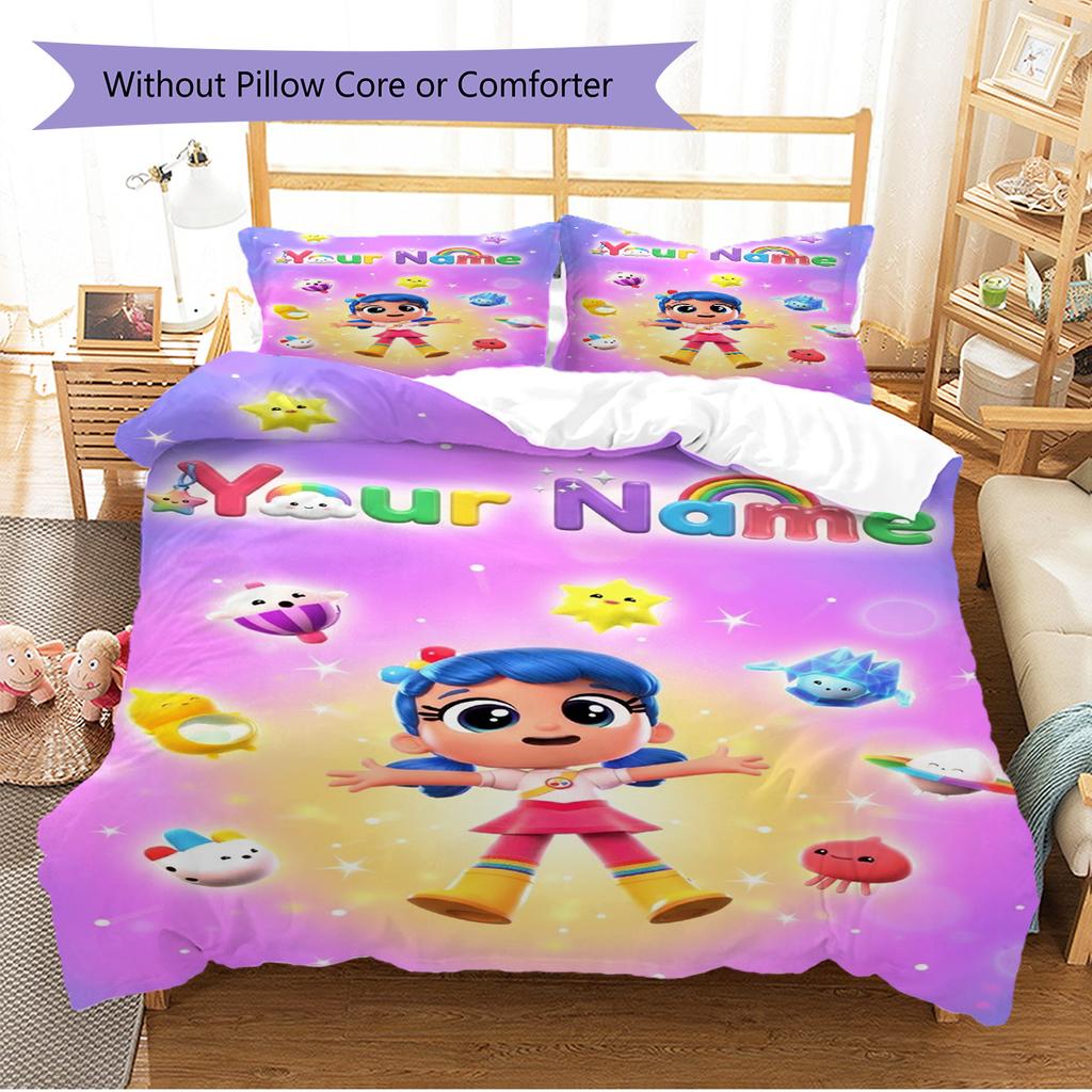 Name Custom True and the Rainbow Kingdom Pattern Bedding Set Quilt Cover Pillowcase Home Decor Gift (1 * Duvet Cover + 2 * Pillowcase, Without Core)