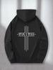 New Trendy Letter Pattern Design Fashion Pattern Front And Back Print 250G Heavyweight Pullover with Pocket Adjustable Drawstring