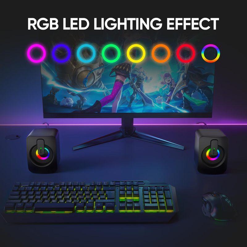 Home office computer speaker with microphone stereo 3.5mm AUX RGB colorful light computer speaker suitable for desktop laptops