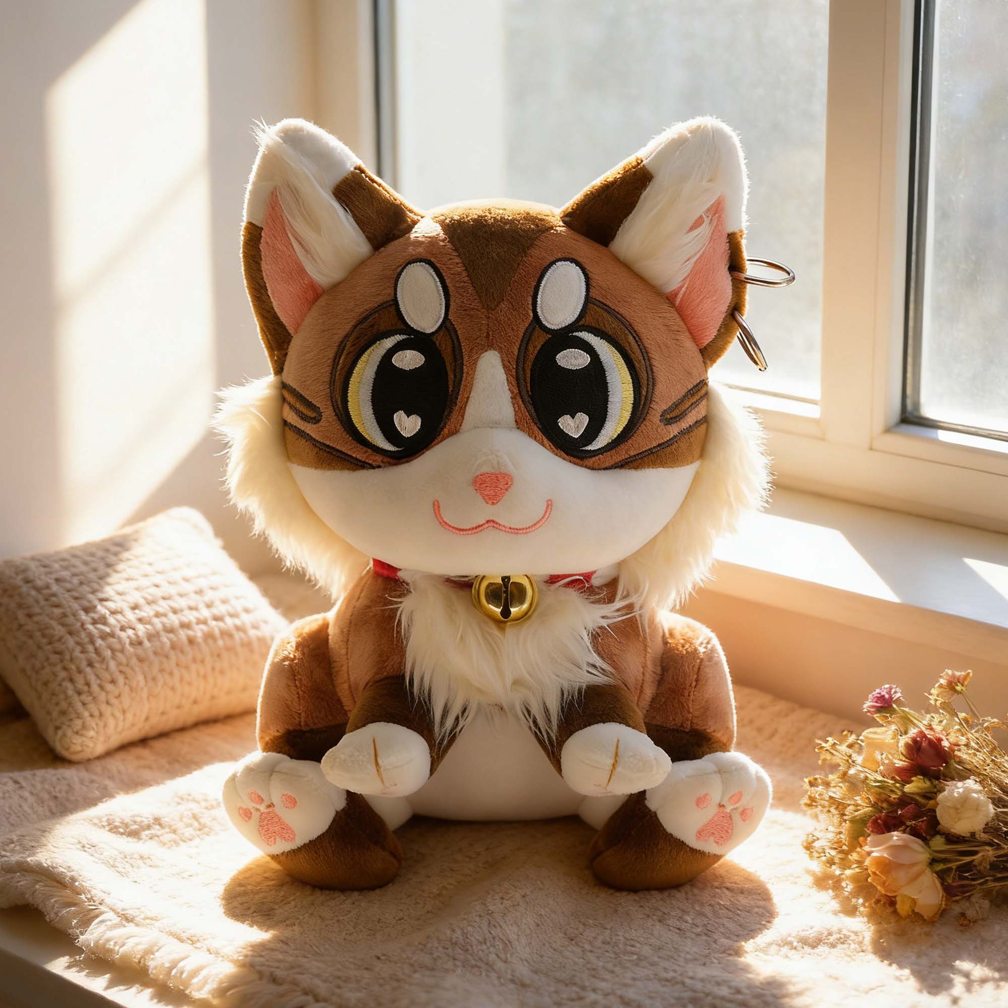 Custom Bell Cat Plush Toy  ODM Low MOQ Cute Fluffy Kitten Stuffed Animal for Kids Gift & Promotional Mascot custom
