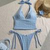 2026 Summer Floral Halter Bikini Women's Sexy Backless Swimwear with Tie Detail Summer Strappy Two Piece Bathing Suit Holiday