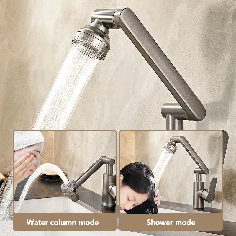 1080° Swivel Bathroom Sink Faucet Mixer Deck Mounted Splash Proof Water Tap Shower Head Aerators Tapware For Bathroom