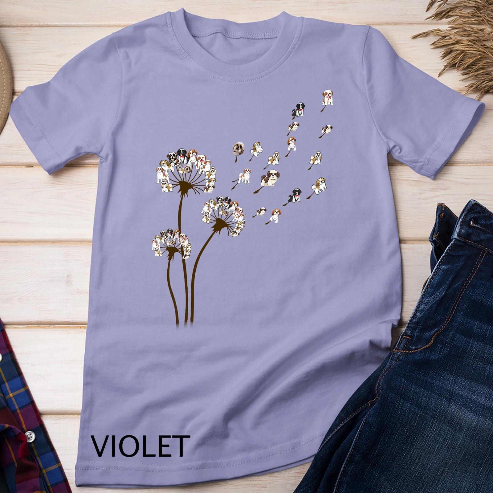 Shih Tzu Dog Dandelion Flower Funny Animal Lovers Men Women Unisex T-Shirt Mens Womens Tees Top S