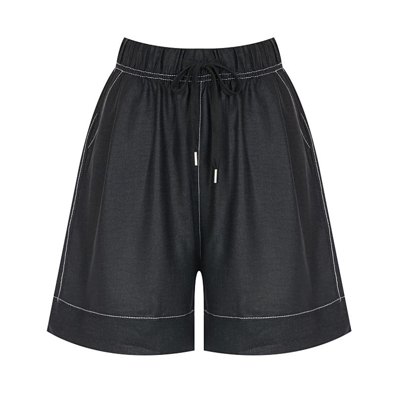 SELLY'S Pocket Stitch Elastic Waist Midi Pants_I6B-Cpt012