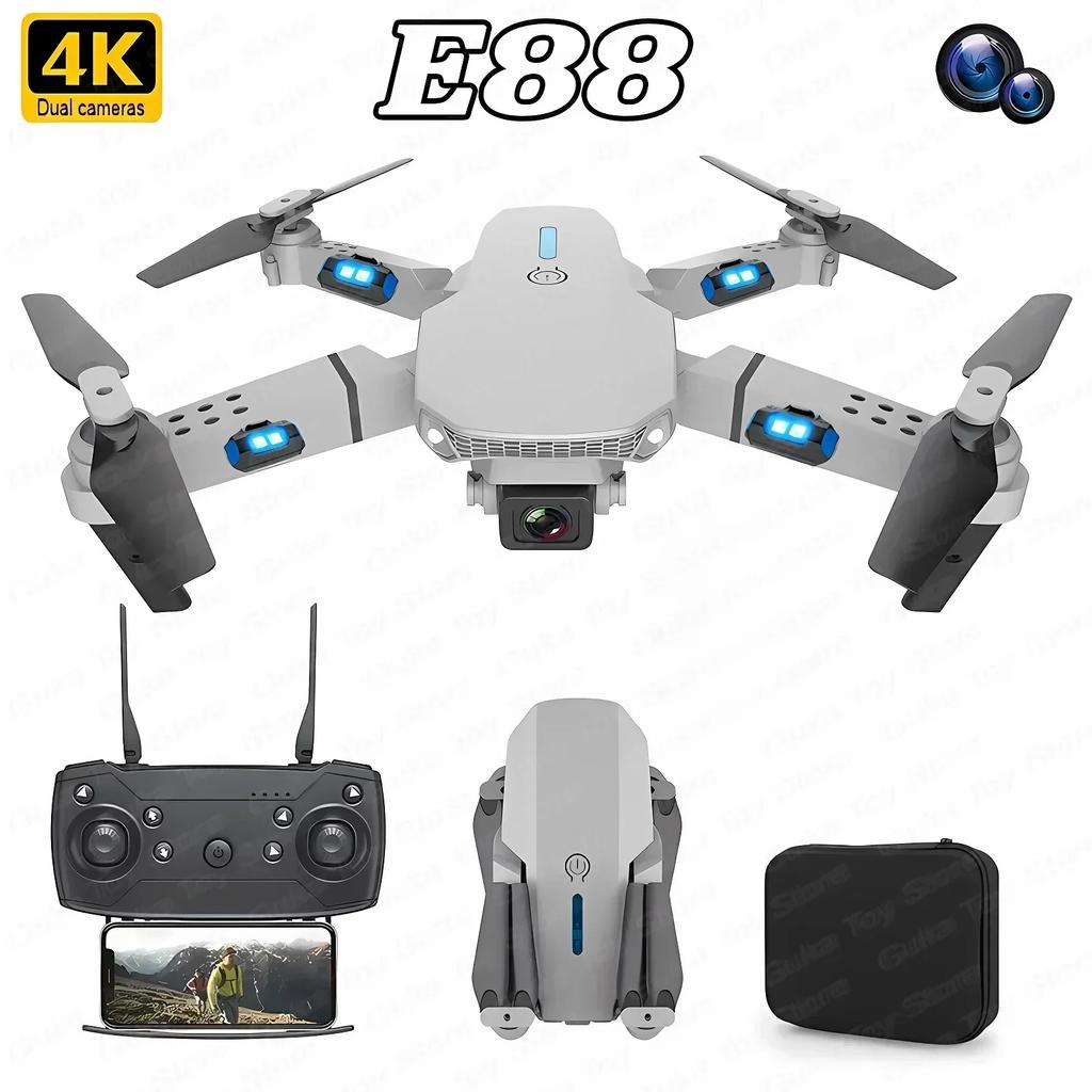 E88 Pro RC Drone WIFI FPV with HD 4K Camera Wide Angle View Height Hold Function Foldable Quadcopter Helicopter Toy Gift