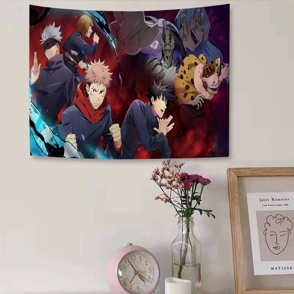 Jujutsu Kaisen Cartoon DIY Wall Tapestry Hanging Tarot Hippie Wall Rugs Dorm INS Home Decor