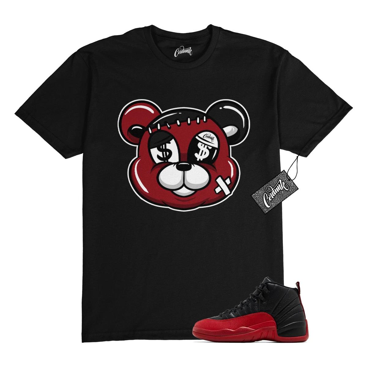 12 Flu Game 2025 Black Varsity Red T Shirt Match STITCH 150