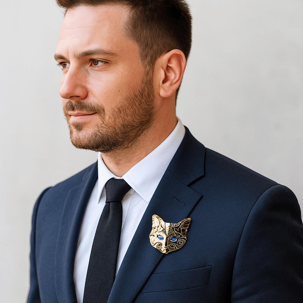 Jewelry Accessories Drip Oil Brooch Exaggerated Vintage Collar Pin Cat Enamel Brooch Decoration